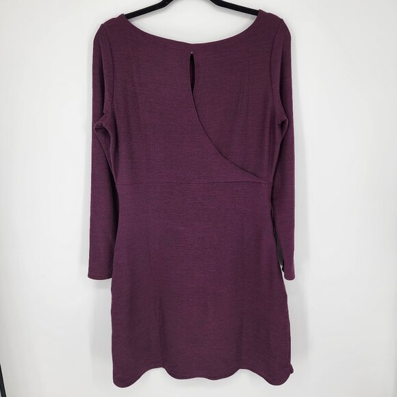 3/$25 70 Toad & Co Intermosso Dress M Long Sleeve Pockets Boat Neck Burgundy Red - Picture 4 of 12